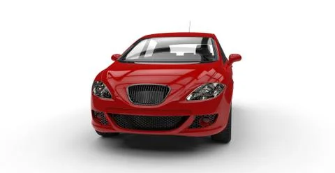 Red Compact Car - Front View Stock Illustration