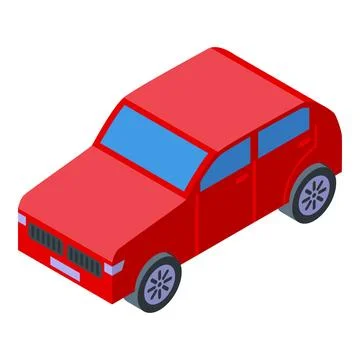 Red compact car hatchback isometric projection driving forward Stock Illustration