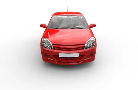 Red Compact Car Top Front View Illustrazione stock