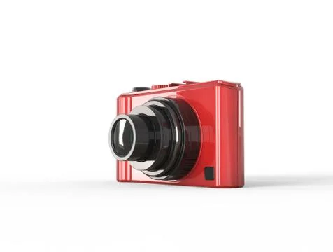 Red compact digital photo camera Illustrazione stock