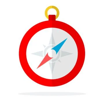 Red compass flat isolated vector Stock Illustration