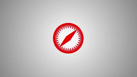 Red compass icon animation spinning into view on gray gradient background f.. Stock Footage 346490803