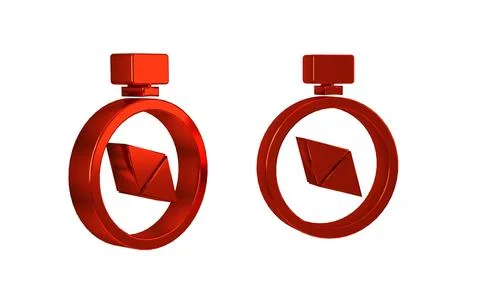 Red Compass icon isolated on transparent background. Windrose navigation sy.. Stock Illustration