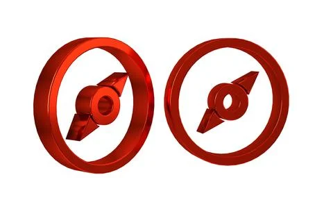 Red Compass icon isolated on transparent background. Windrose navigation sy.. Stock Illustration