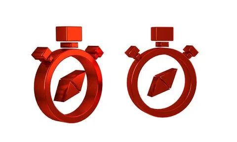 Red Compass icon isolated on transparent background. Windrose navigation sy.. Stock Illustration