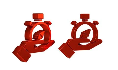 Red Compass icon isolated on transparent background. Windrose navigation sy.. Stock Illustration