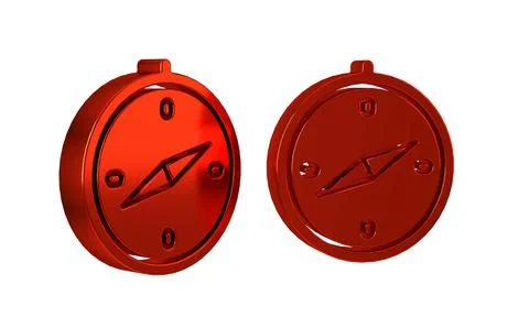 Red Compass icon isolated on transparent background. Windrose navigation sy.. Stock Illustration