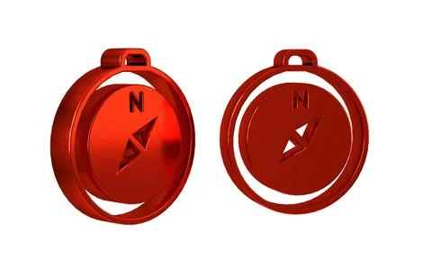 Red Compass icon isolated on transparent background. Windrose navigation sy.. Stock Illustration
