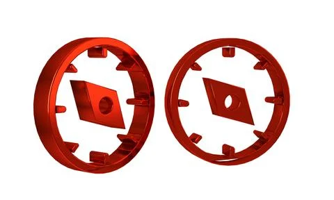 Red Compass icon isolated on transparent background. Windrose navigation sy.. Stock Illustration