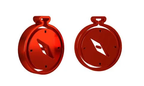 Red Compass icon isolated on transparent background. Windrose navigation sy.. Stock Illustration