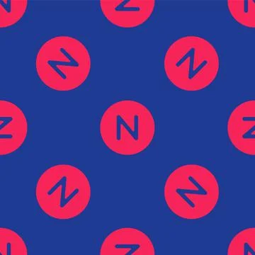 Red Compass north icon isolated seamless pattern on blue background. Windrose Stock Illustration
