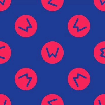 Red Compass north icon isolated seamless pattern on blue background. Windrose Illustrazione stock