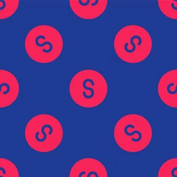 Red Compass south icon isolated seamless pattern on blue background. Windrose イラスト素材