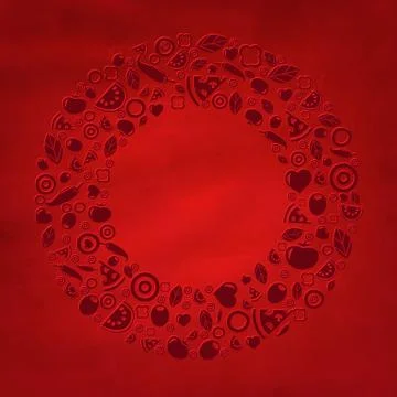 Red composition with icons Stock Illustration