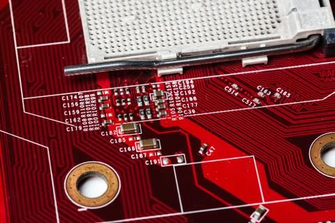 Red computer chip Stock Photos