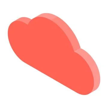Red computer cloud icon, isometric style Stock Illustration