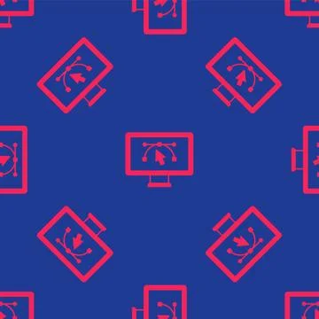 Red Computer display with vector design program icon isolated on isolated s.. Stock Illustration