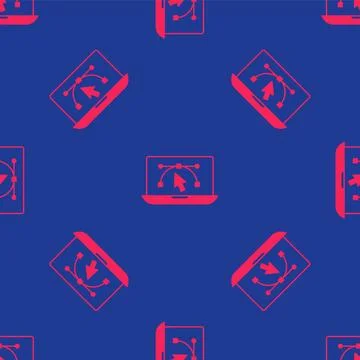 Red Computer display with vector design program icon isolated on isolated s.. Stock Illustration