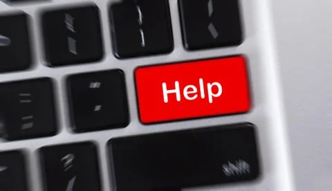 Red computer keypad button with Help word Stock Photos