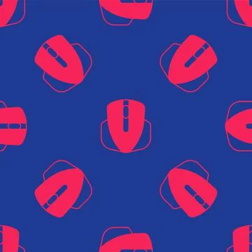 Red Computer mouse gaming icon isolated seamless pattern on blue background Stock Illustration
