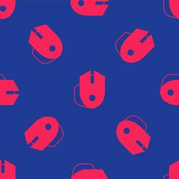 Red Computer mouse gaming icon isolated seamless pattern on blue background 스톡 일러스트