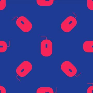 Red Computer mouse gaming icon isolated seamless pattern on blue background Stockillustratie