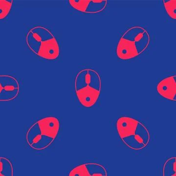 Red Computer mouse gaming icon isolated seamless pattern on blue background Stock Illustration