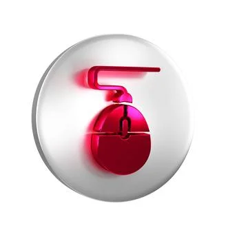 Red Computer mouse gaming icon isolated on transparent background. Optical .. Illustrazione stock