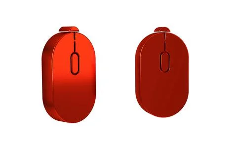 Red Computer mouse gaming icon isolated on transparent background. Optical .. Stock Illustration
