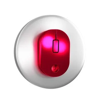 Red Computer mouse icon isolated on transparent background. Optical with whee 스톡 일러스트