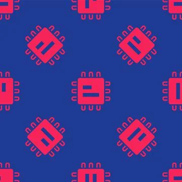 Red Computer processor with microcircuits CPU icon isolated seamless pattern  Stock Illustration
