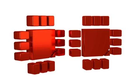 Red Computer processor with microcircuits CPU icon isolated on transparent .. 스톡 일러스트
