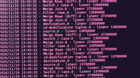 Red computer software code moving on a black monitor. Computer hacking in pro 스톡 동영상 144049228