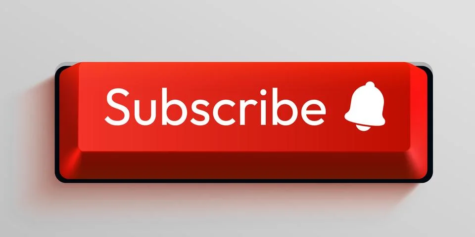 Red computer subscribe key on white background. Stock Illustration