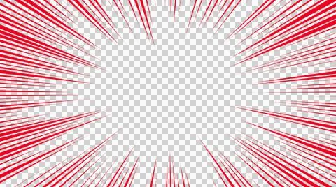 Red concentration lines on transparent background Stock Illustration