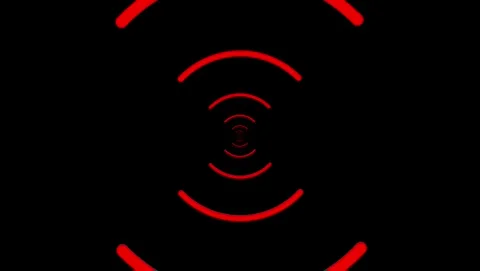 Red concentric arcs on black background abstract pattern Stock Footage 318054178