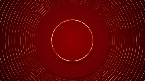 Red concentric circle background glowing orange rings, centered round panel, smo Stock Footage 340412544