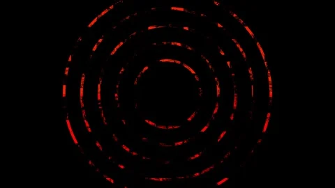Red concentric circles with digital glitch effect on black background with .. Stock Footage 341720567