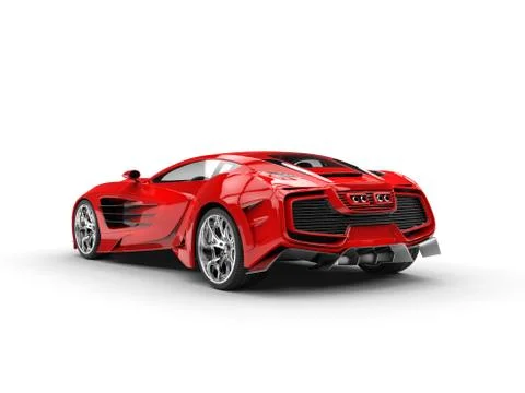 Red concept supercar - back view - studio shot Ilustración de archivo
