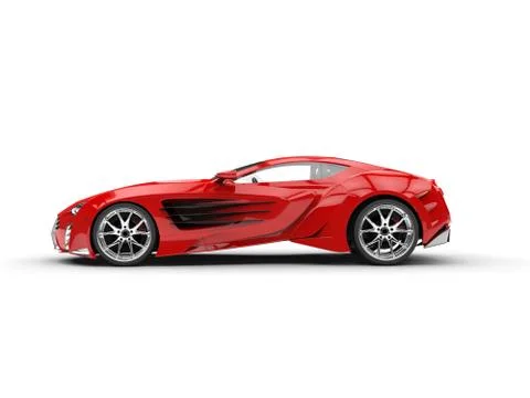 Red concept supercar - side view - studio shot Stock Illustration