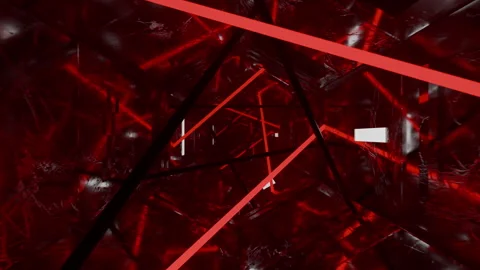 Red concert background loop, glowing neon lamps inside scratched metal  tunnel Stock Footage 280045826