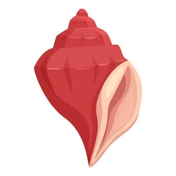 Red conch seashell standing up showing its beautiful spiral shape Stock Illustration
