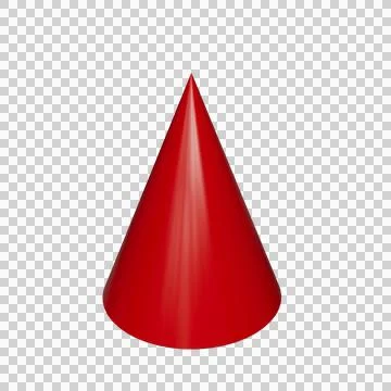 Red cone in perspective, isolated on transparent background PNG Stock Illustration
