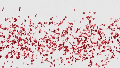 Red confetti are falling on Alpha channel. Stock Footage 278921179