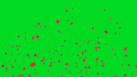 Red confetti explode on green screen. Festive effects. 3D animation. Stock Footage 277546344