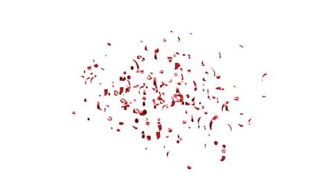 Red Confetti explodes on a white background Stock Photos