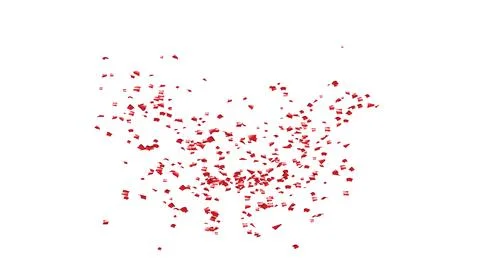 Red Confetti explodes on a white background Stock Photos