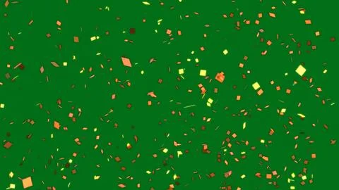 Red Confetti Explosion on Green Screen Stock Photos