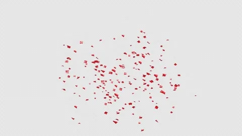 Red Confetti Explosions Alpha Luma Matte Channel Stock Footage 278940681