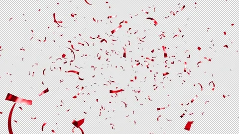 Red Confetti Falling on Alpha Background, Luma Matte Channel. Stock Footage 253231294
